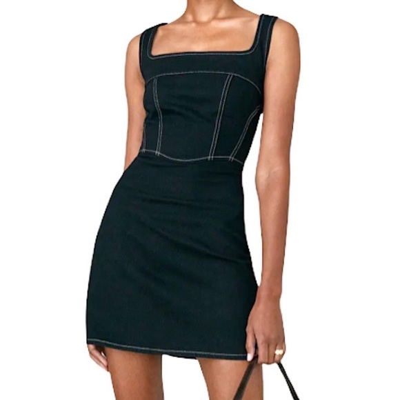 Reformation Black Denim Sleeveless Minidress NWT - Picture 16 of 16